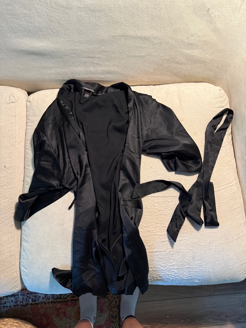 Victoria's Secret Black Satin Trim Robe